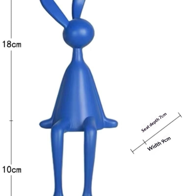 High-End Black Rabbit Sitting Figurine Resin Home Decor
