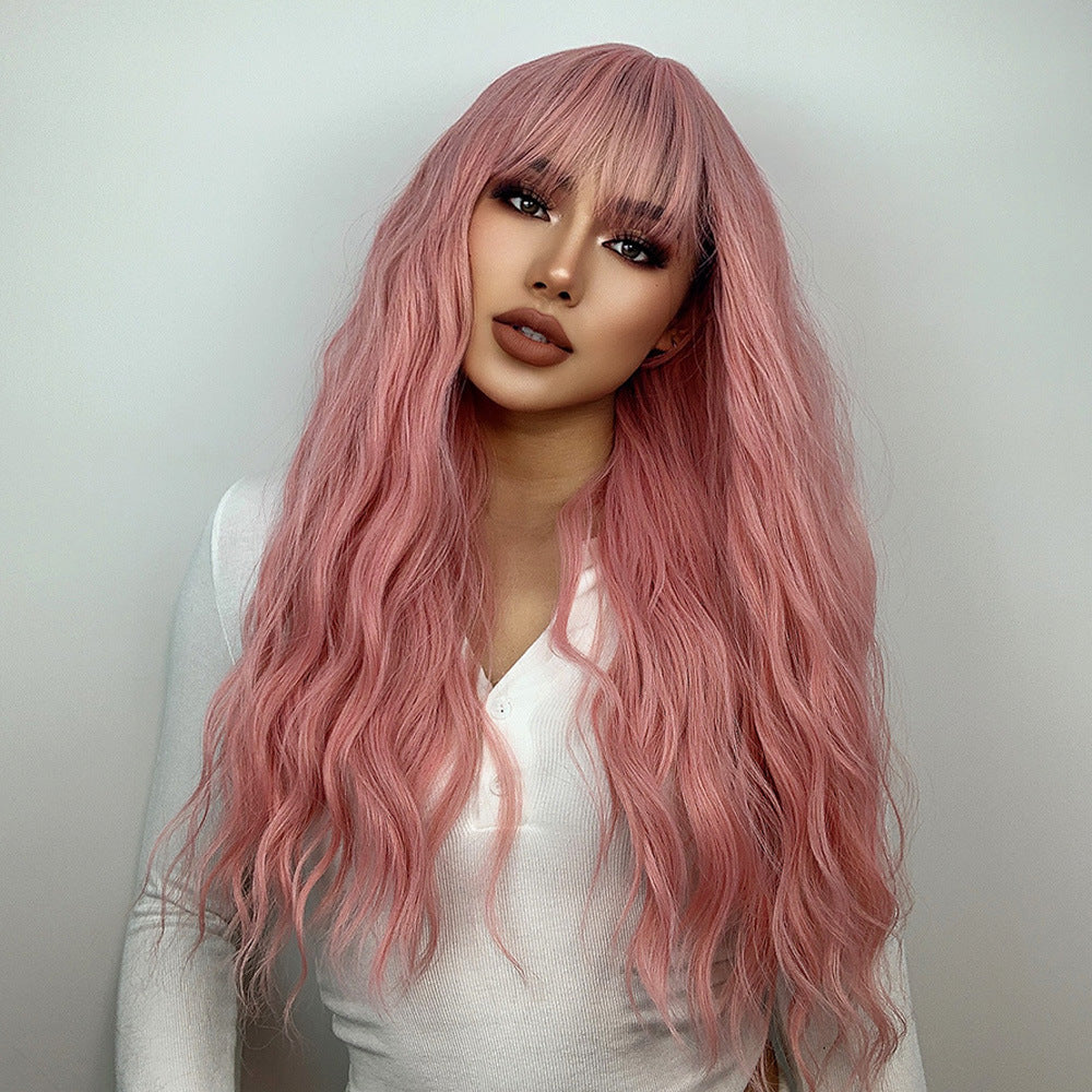Long Curly Wig with Bangs - High Temperature Synthetic Hair