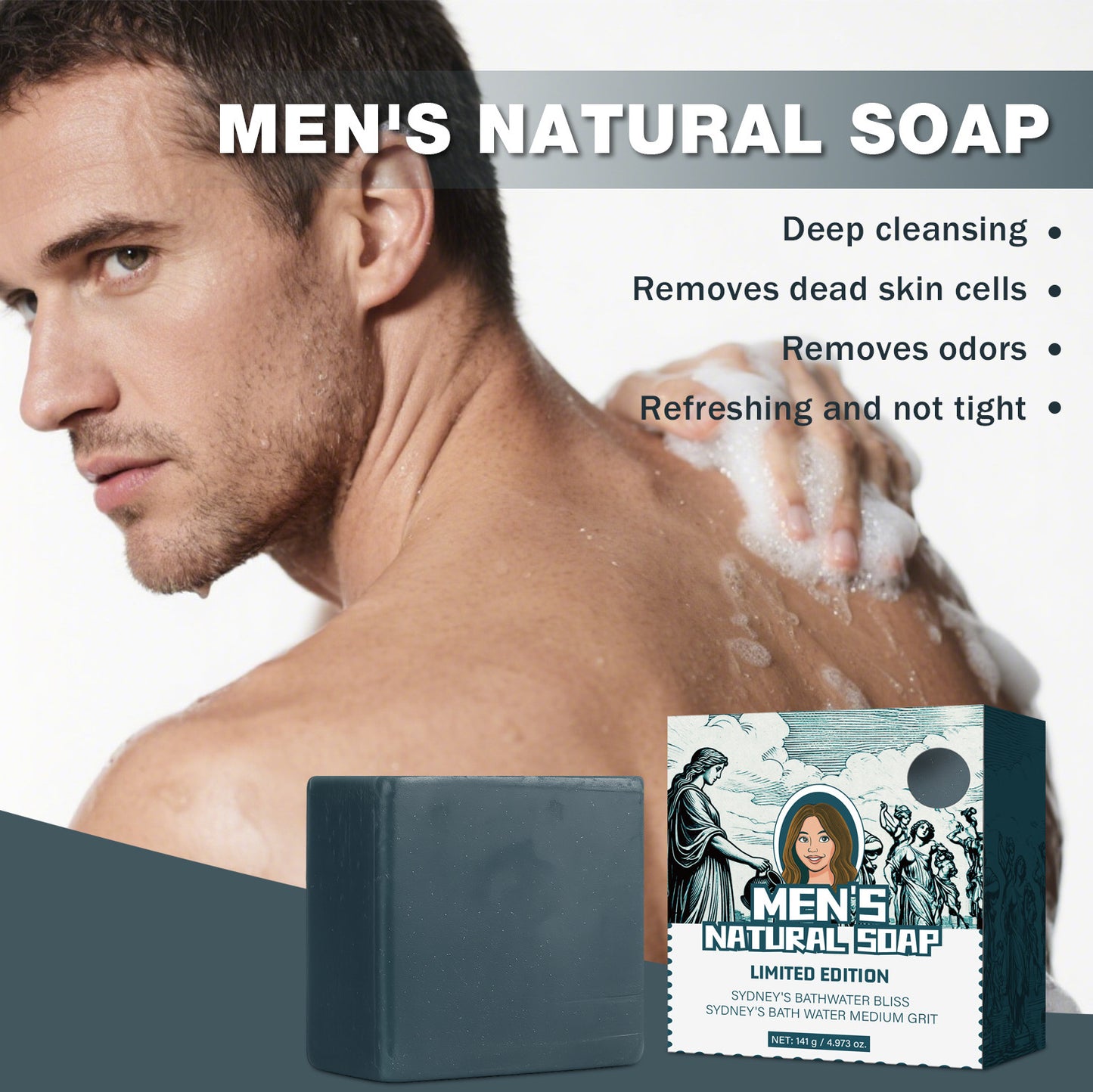 Men's Natural Bar Soap with Fragrance 141g Face & Body Wash