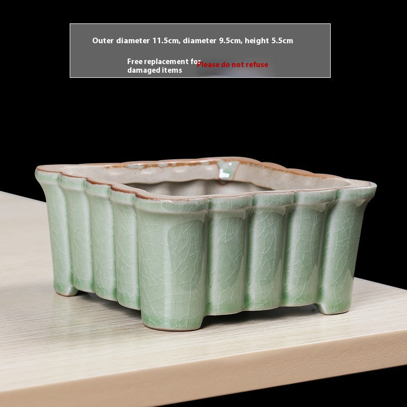 Ceramic Succulent Flowerpot with Ge Kiln Design for Indoor & Outdoor Plants