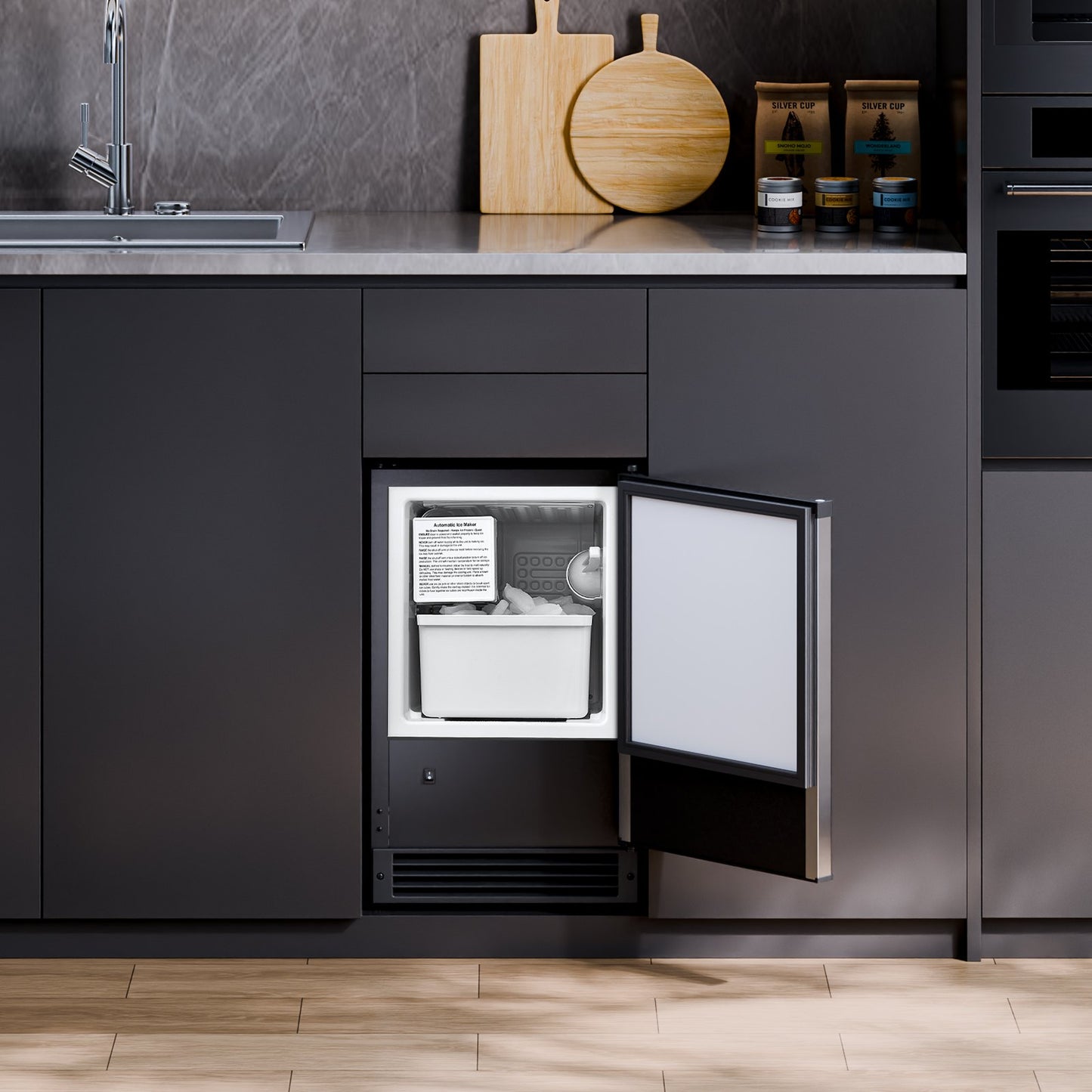 Undercounter Ice Maker 15 Lb/Day Built-In Kitchen Ice Machine with Reversible Door