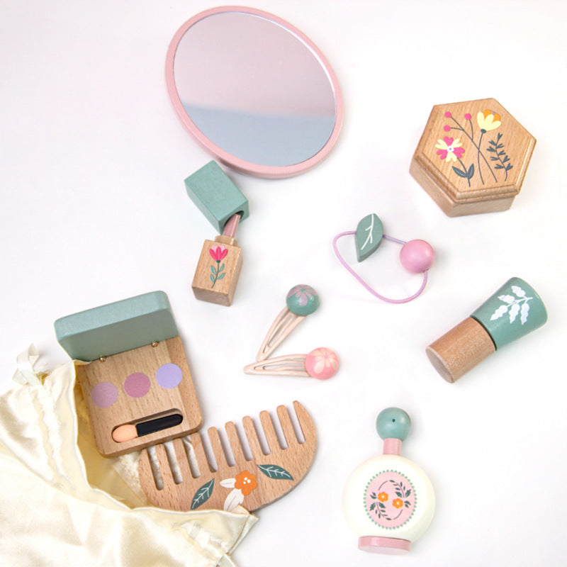 Kids' Playhouse Makeup Toy Set with Green Cosmetic Bag - Pretend Play