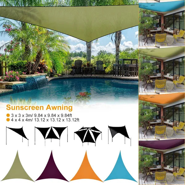 9.84ft Triangle Shade Sail Canopy - Waterproof Green Cover