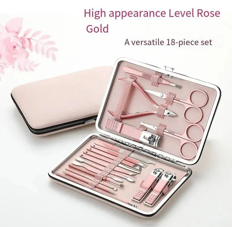 Stainless Steel Nail Clipper Set - Rose Gold Nail Art Tools for Precise Grooming