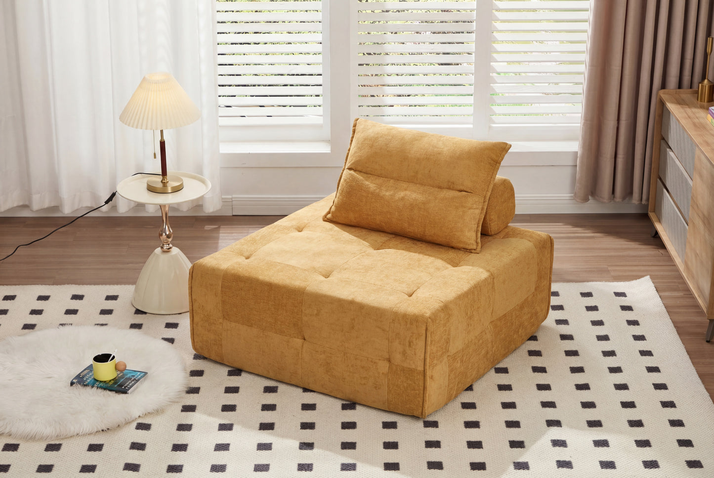 Modular Sectional Sofa with Adjustable Backrest - Yellow