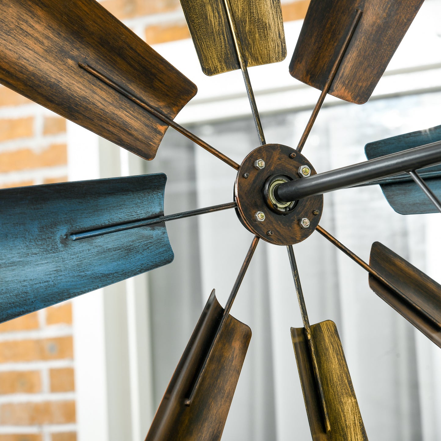Weather Vane with Shelf - Carbonized Wood & Steel Windmill Head