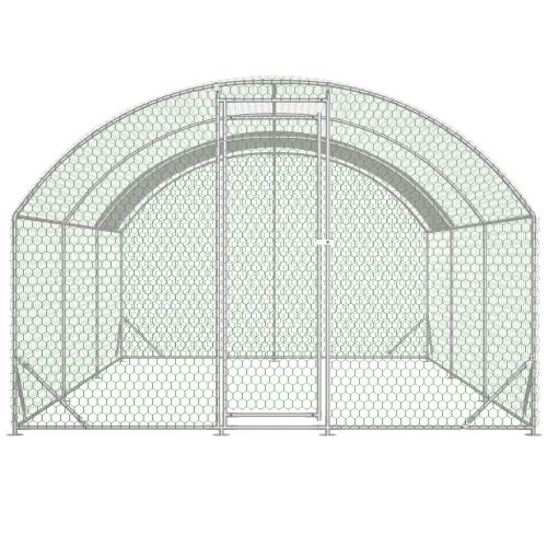 Large Metal Chicken Coop Run with Waterproof UV Cover - Outdoor Yard Hen House