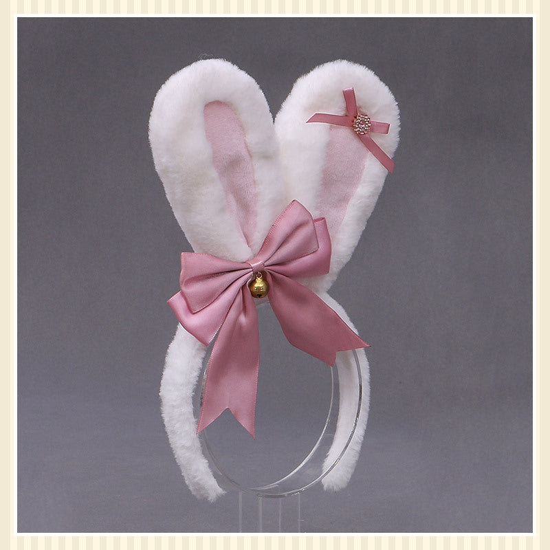 Animal Ears Headband with Bowknot Plush Rabbit Design for Cosplay & Fashion