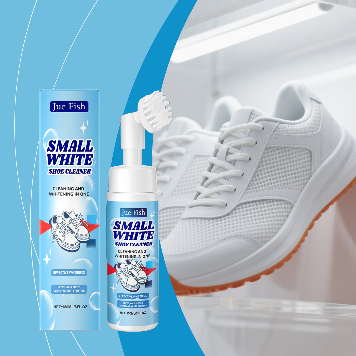 White Shoe Cleaning Foam 150ml for Daily Stains - Gentle & Easy to Use