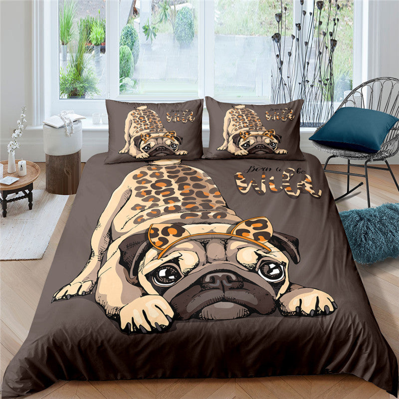 3D Pug Digital Printing Bedding Set - Modern Home Textiles