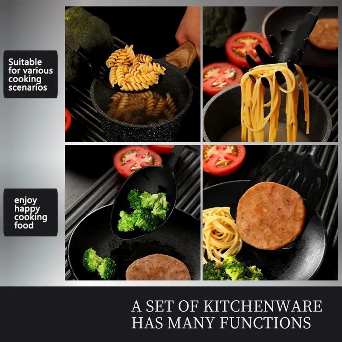 Premium 5-Piece Kitchen Utensil Set - Stainless Steel & Nylon