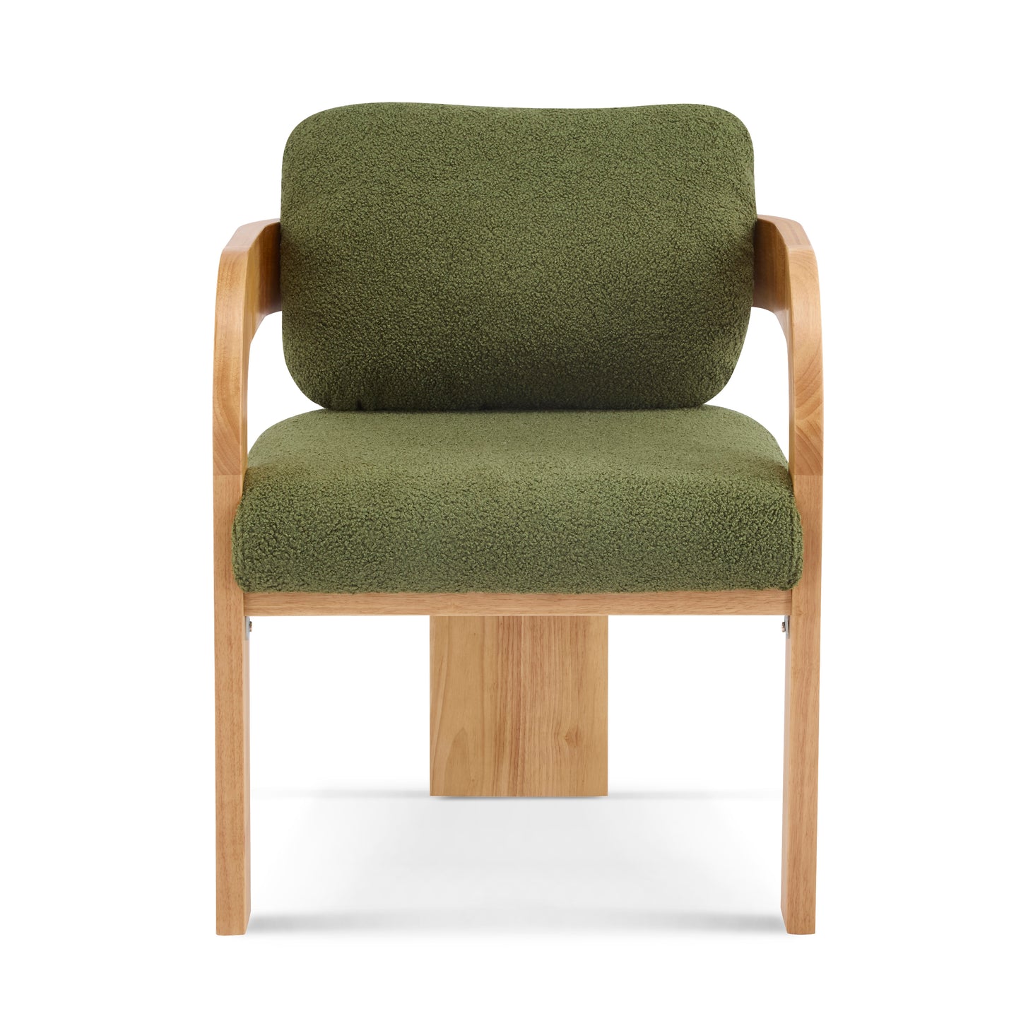 2-Pack Dining Chairs with Pillow Back - Green Boucle Fabric