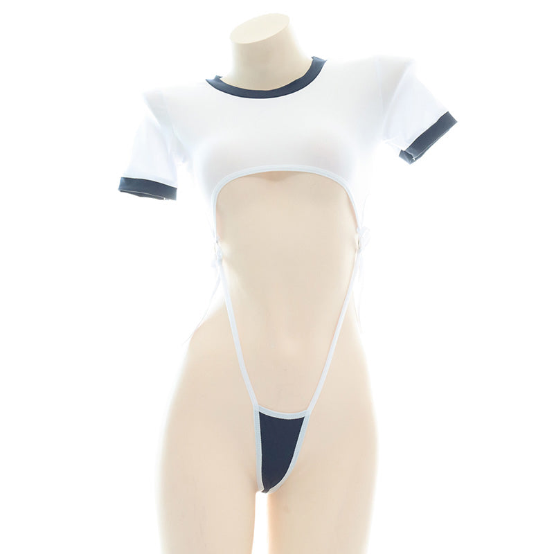 Women's Cross-Back One-Piece Gymnastics Leotard with Straps - White