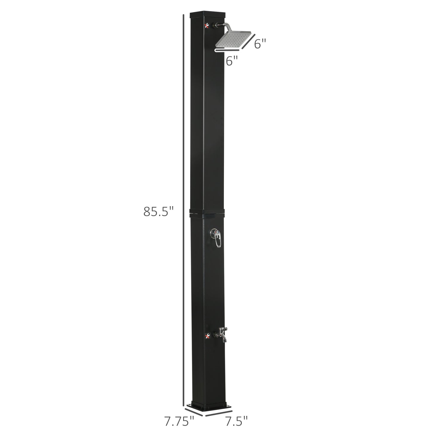 10.6 Gallon Solar Heated Outdoor Shower with Foot Rinse