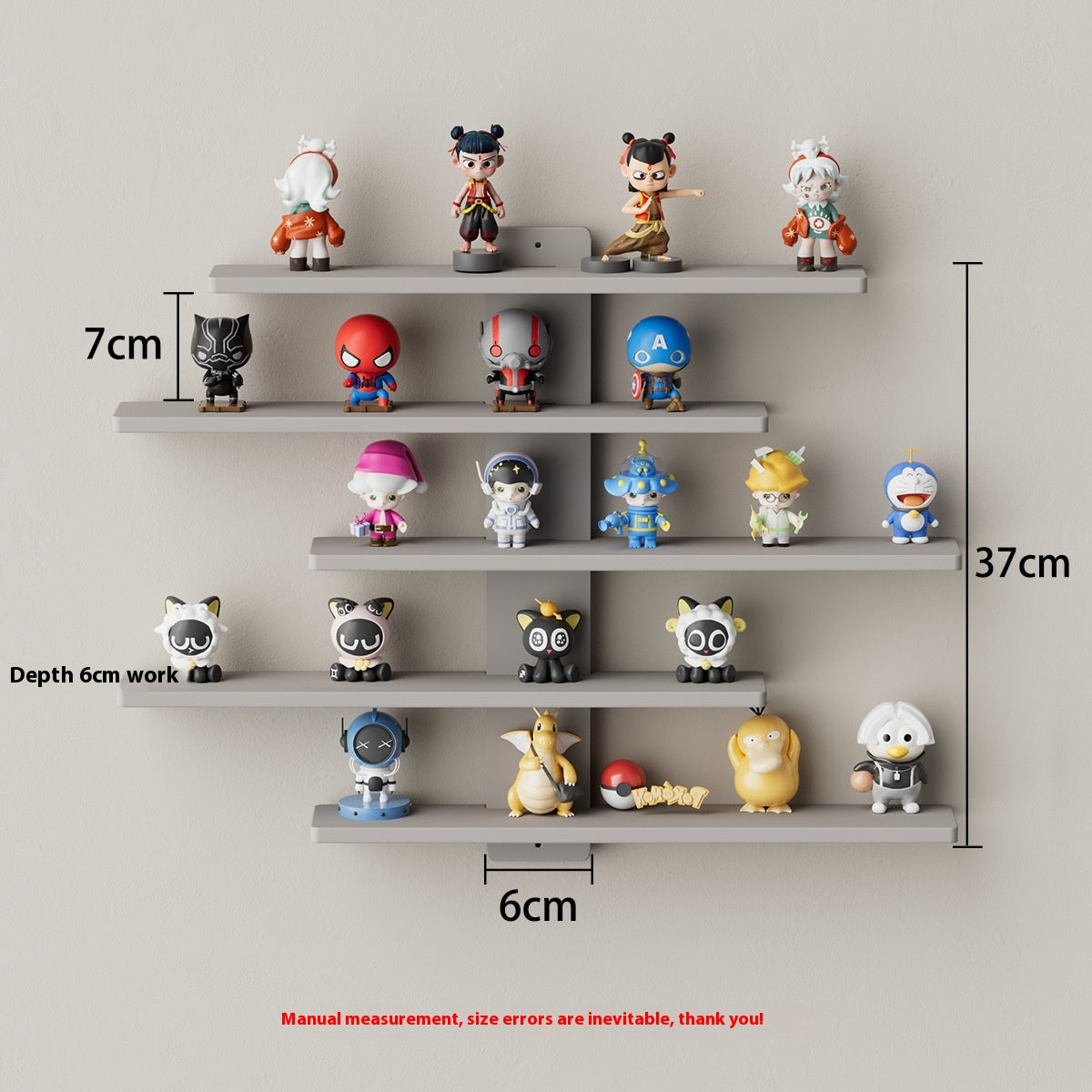 5-Tier Wall-Mounted Toy Doll Display Rack for Home Storage