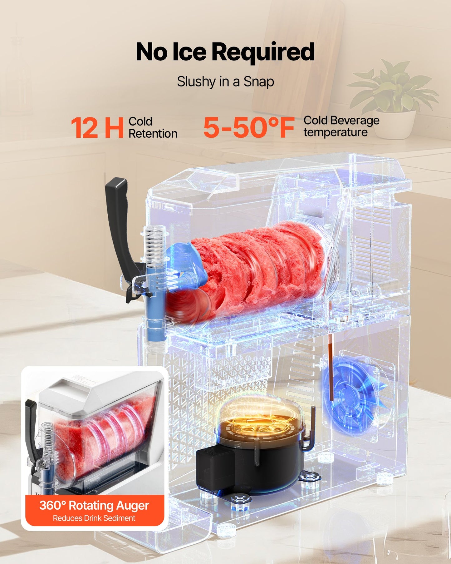 3L Slushie Machine for Frozen Drinks - No Ice Needed, Self-Cleaning
