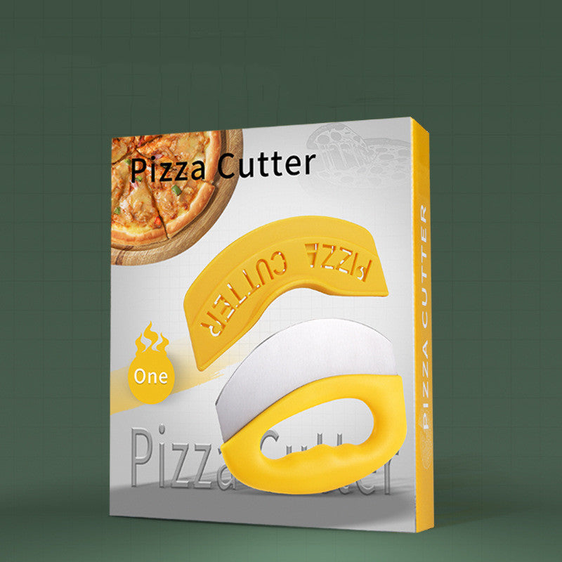 Stainless Steel Pizza Cutter with Protective Cover - Yellow Kitchen Tool