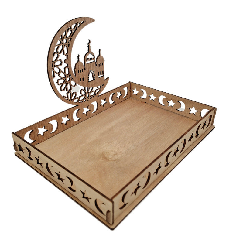Wooden Moon Ornaments Holiday Decor Dessert Tray for Dining Table
