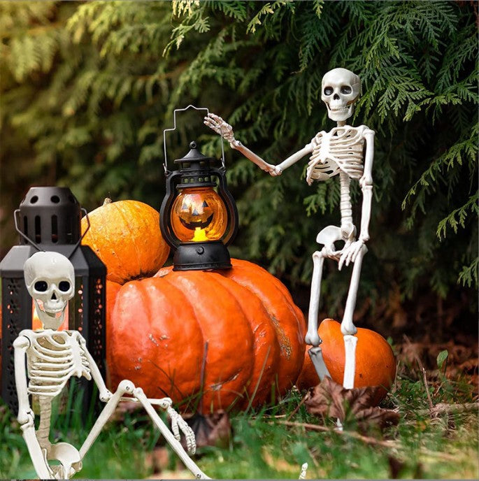 Adjustable 165cm Skeleton Skull Halloween Decoration - Plastic Ornament
