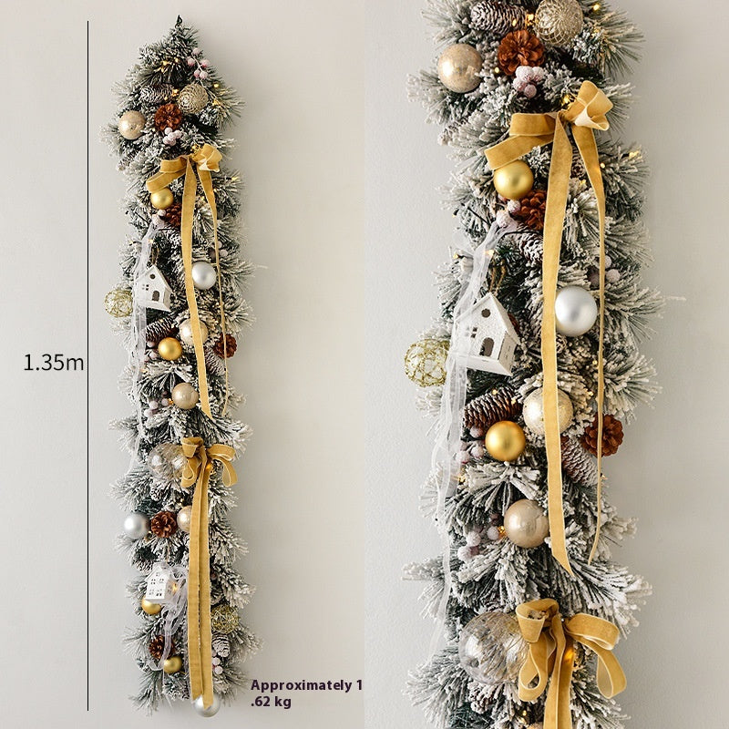 Encrypted Flocking Christmas Garland - Window Decoration for Holiday Festive Decor
