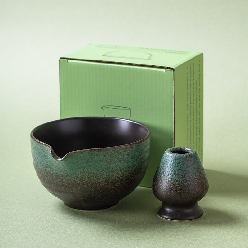 Japanese-Style Ceramic Matcha Bowl Set for Tea Preparation - Multiple Colors