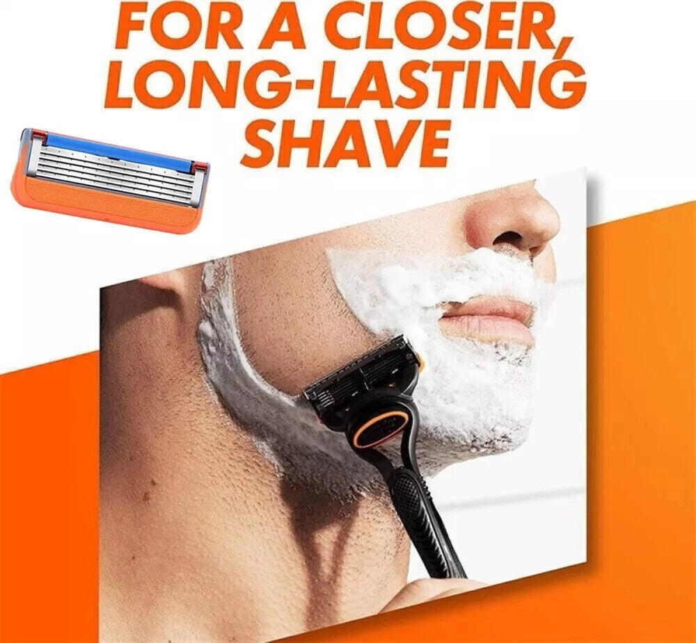 8-Piece Stainless Steel Men's Razor Blade Refills - Anti-Friction