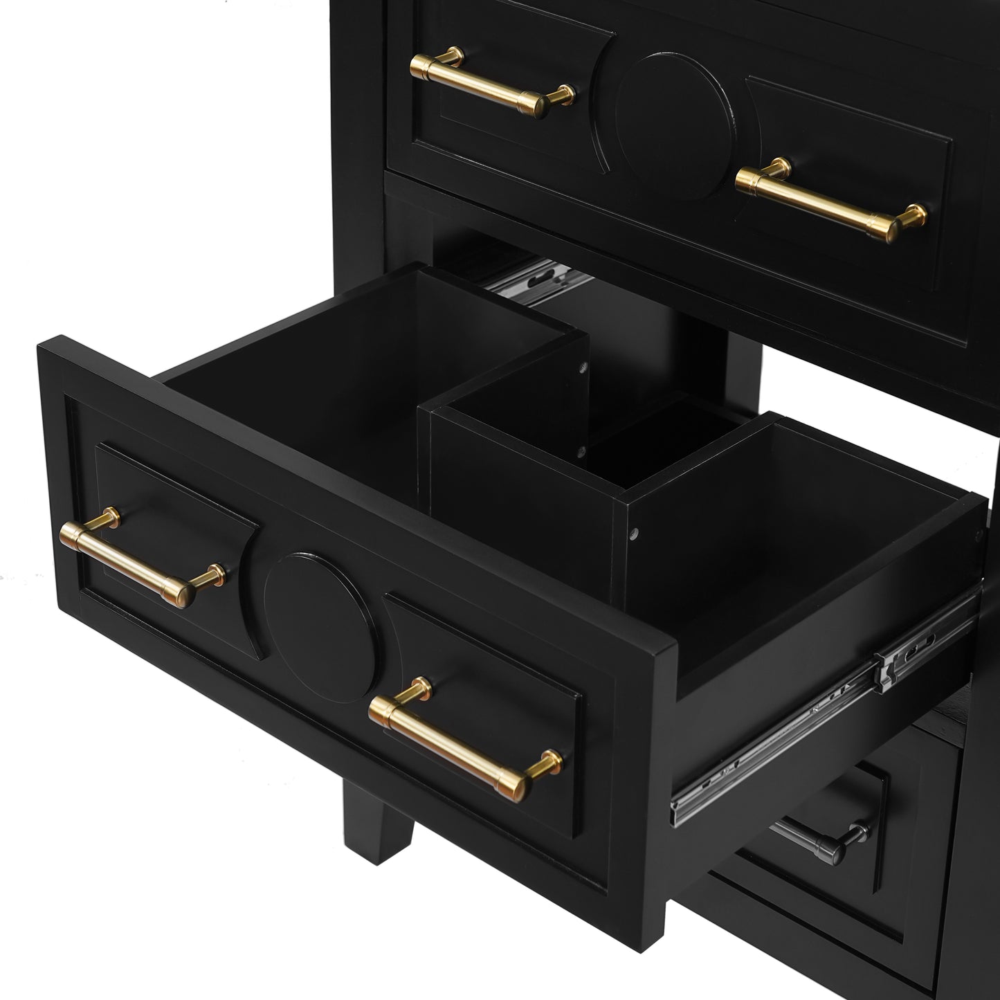 24'' Bathroom Vanity with Ceramic Sink - Black, 3 Drawers