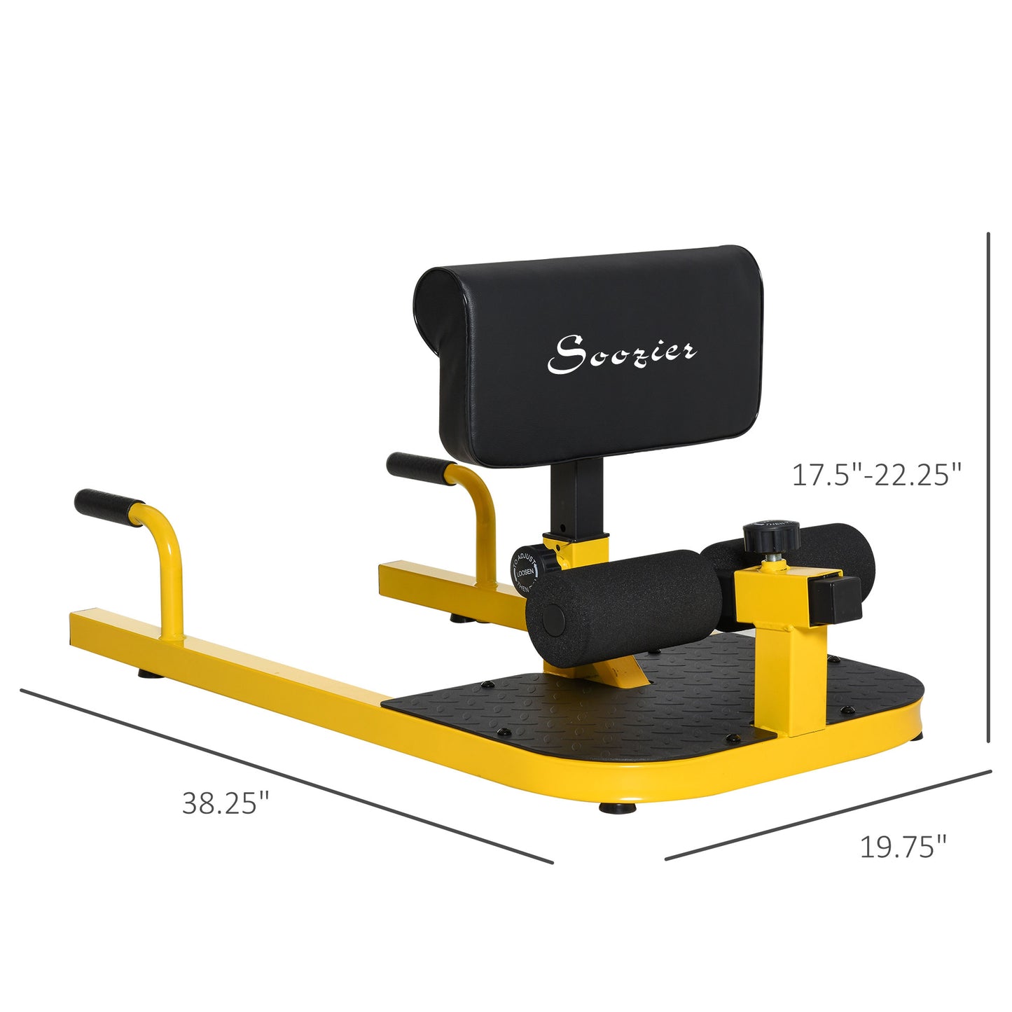 3-in-1 Padded Push Up Sit Up Deep Sissy Squat Machine - Yellow