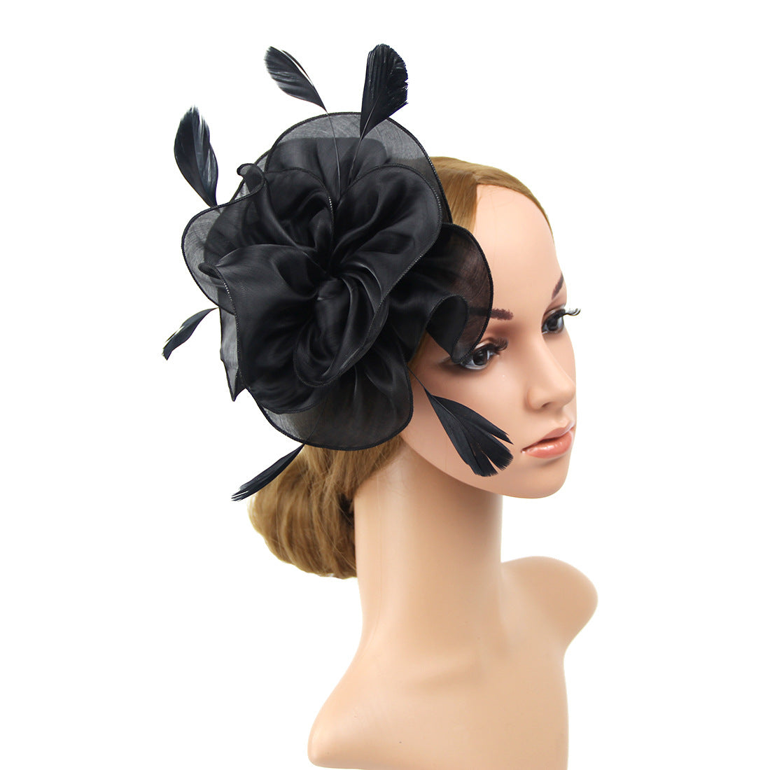 Organza Top Hat Headwear Feather Hair Band Unisex Costume Accessory