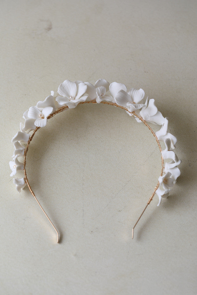 Bridal Ceramic Flower Headband