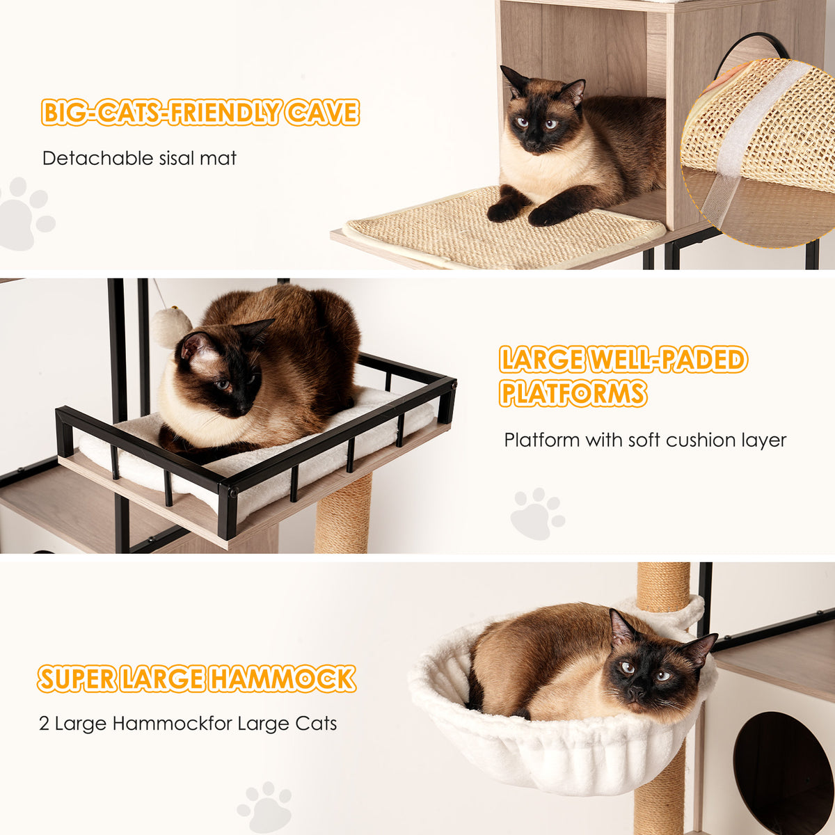 Multi-Functional Cat Tree with Litter Box, Scratching Posts & Washable Cushion - Rustic Gray