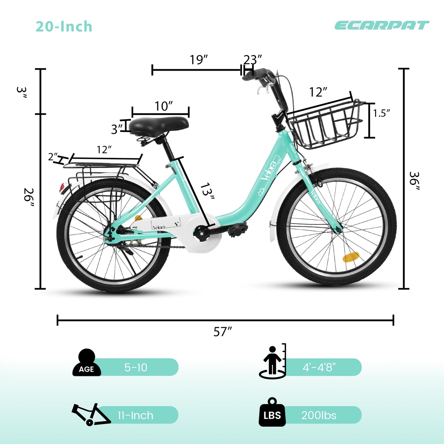 20-Inch Kids Bike for Boys & Girls - Lightweight Steel Frame