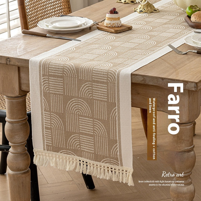 Cotton Linen Dining Tablecloth for Kitchen & Dining - Long Size