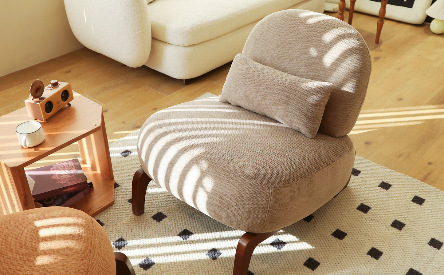 Cozy Accent Chair with Solid Wood Legs - Set of 2, Camel