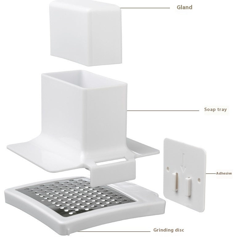 Wall-Mounted Soap Storage Box - Multifunctional Bathroom Organizer in White