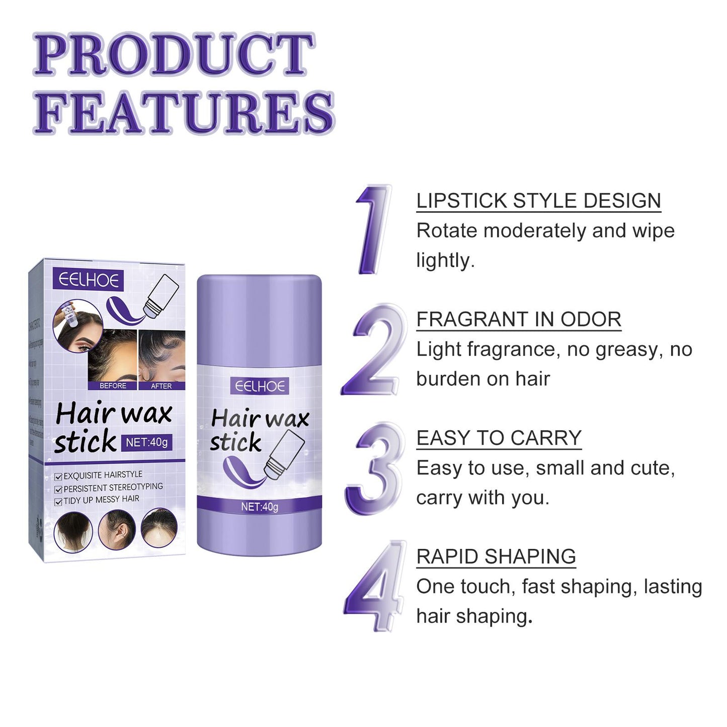Hair Wax Stick for Flyaways - Smoothing & Polishing Finishing Cream