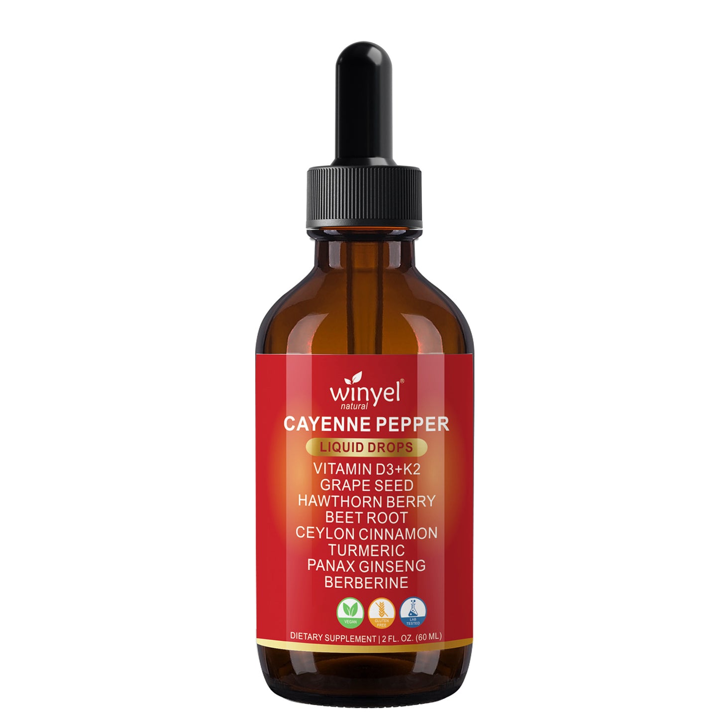 7-in-1 Herbal Liquid Drops - Cayenne, Beet Root, Turmeric & Berberine - 60ml