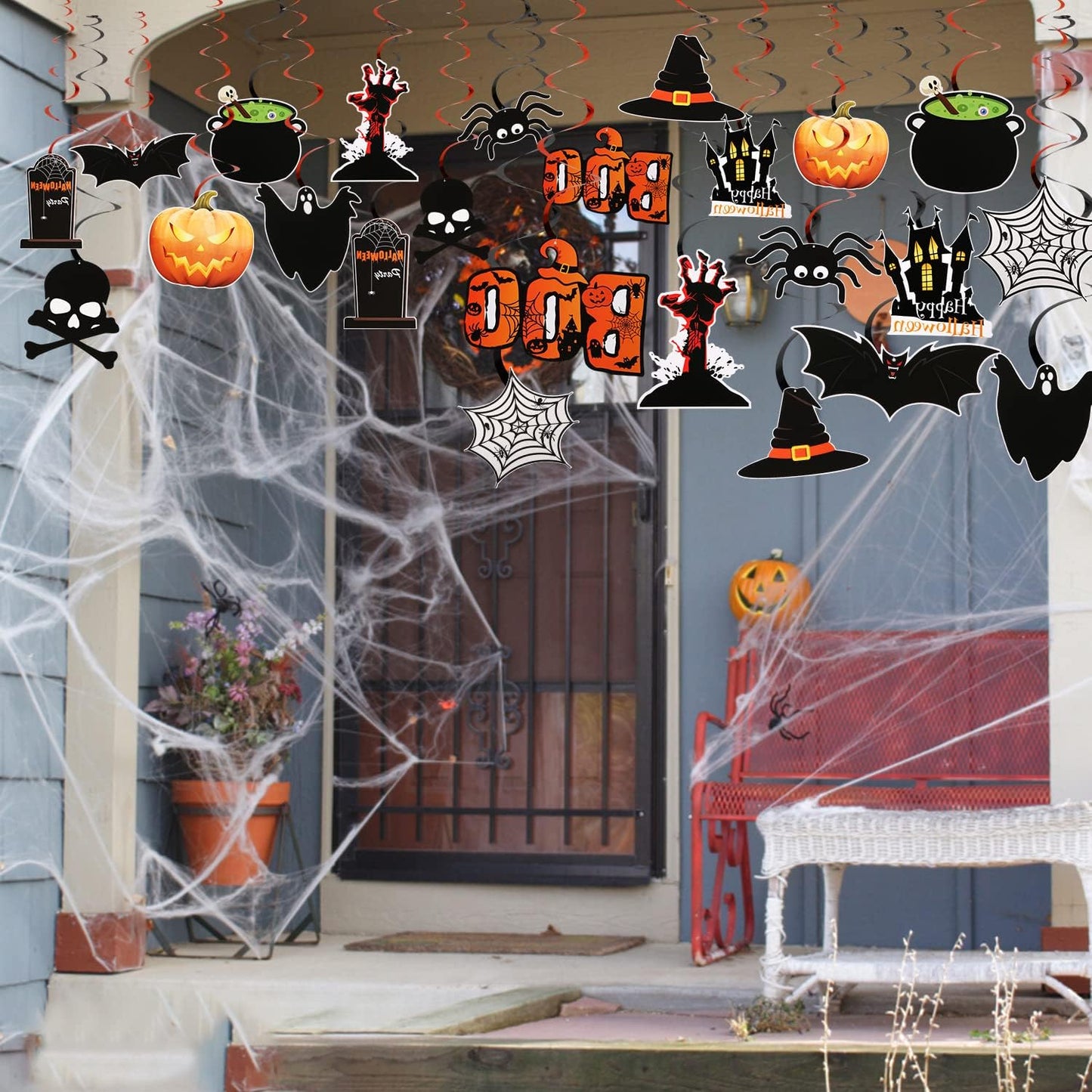 36 Pcs Halloween Hanging Swirl Decorations - Multi-Color