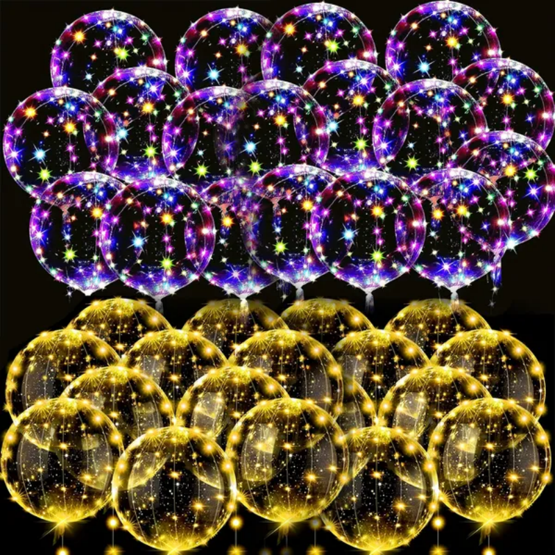 Light Up LED Balloons with String Lights - 10 Pack