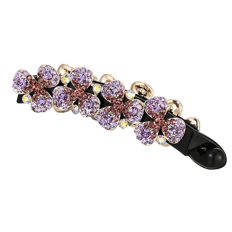 Women's Flower Diamond Banana Clip Hair Accessory All-Match Ponytail Holder