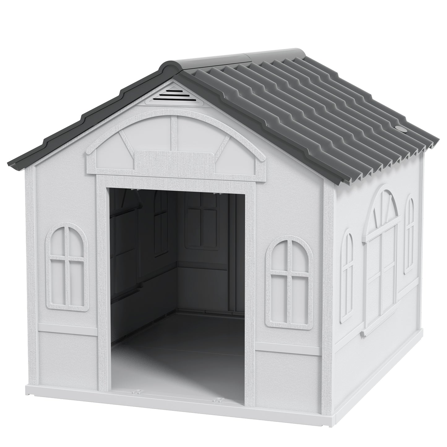 Water-Resistant Indoor/Outdoor Pet House with Door for Small & Medium Dogs - Gray