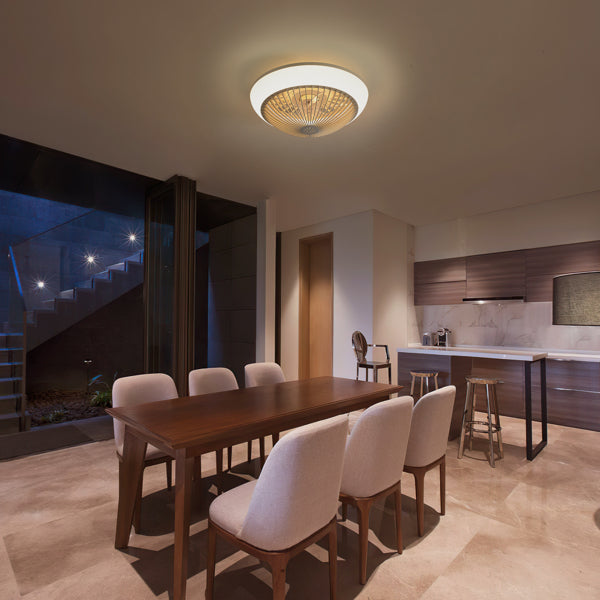 15 Inch RGB Dimmable Ceiling Fan with Light - Remote Control, Quiet Bladeless Design