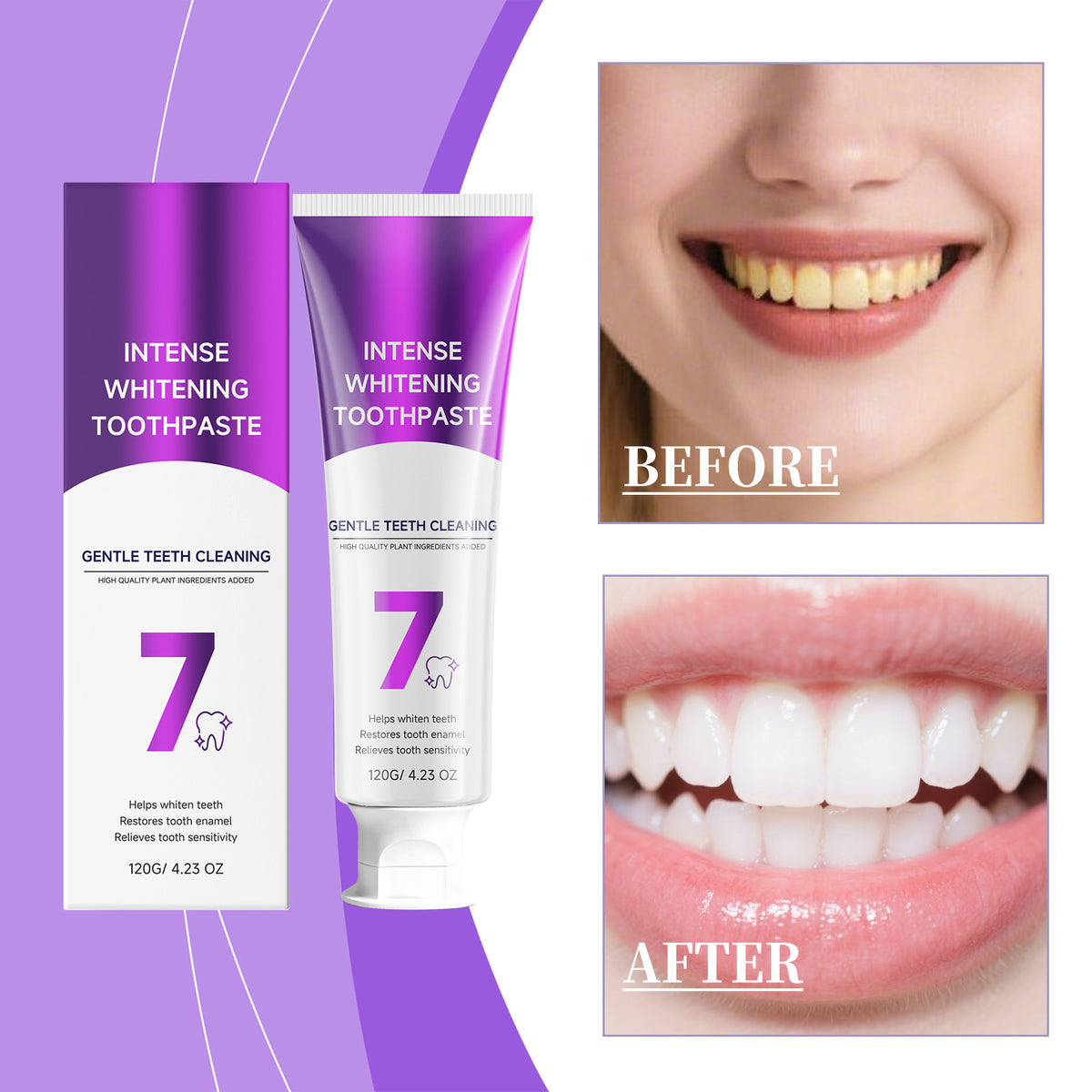 Whitening Toothpaste - 120g Stain Removal & Fresh Breath