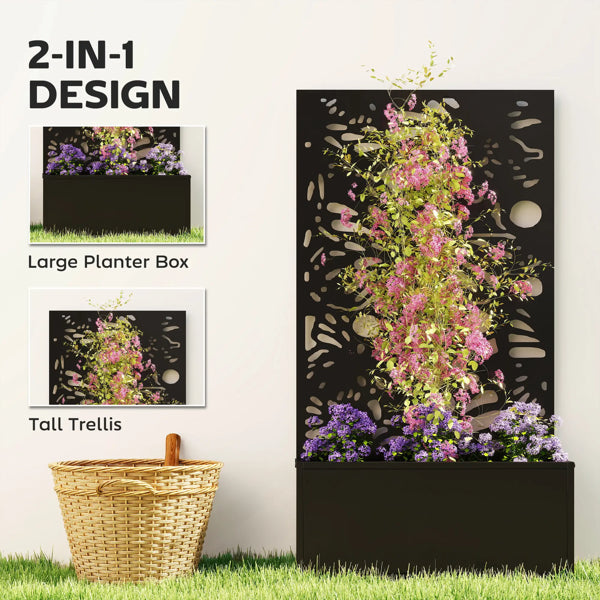 Metal Plant Stand with Trellis - Black, 44.5" Tall