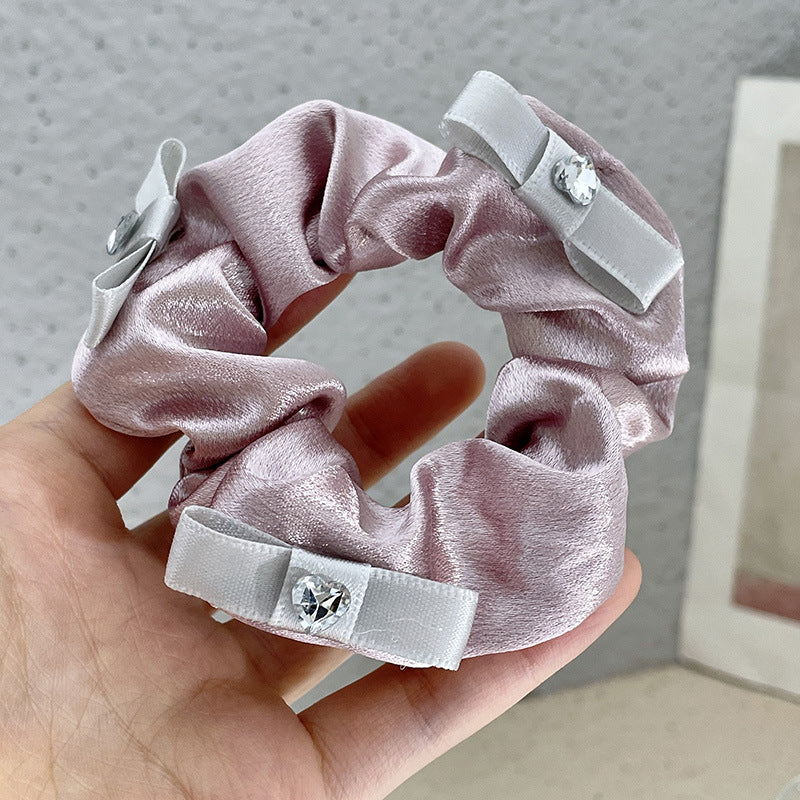 Large Intestine Hair Ring with Satin Bow - Elastic Hair Accessory for Women