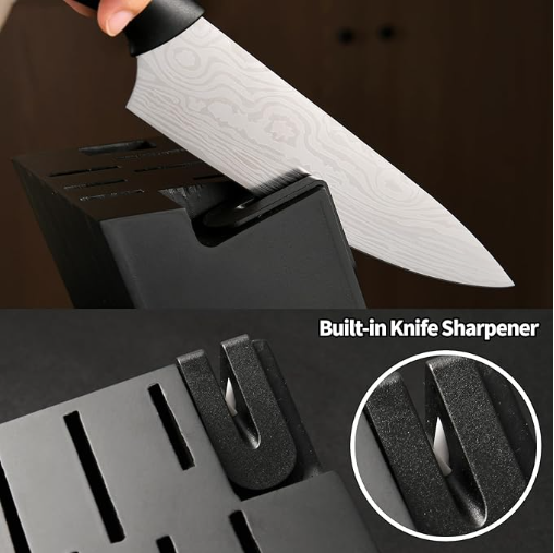 15-Piece Damascus Kitchen Knife Set with Block & Sharpener