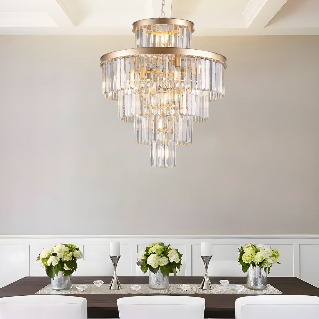 Modern Gold Crystal Chandelier Pendant Light - 23.6 Inch