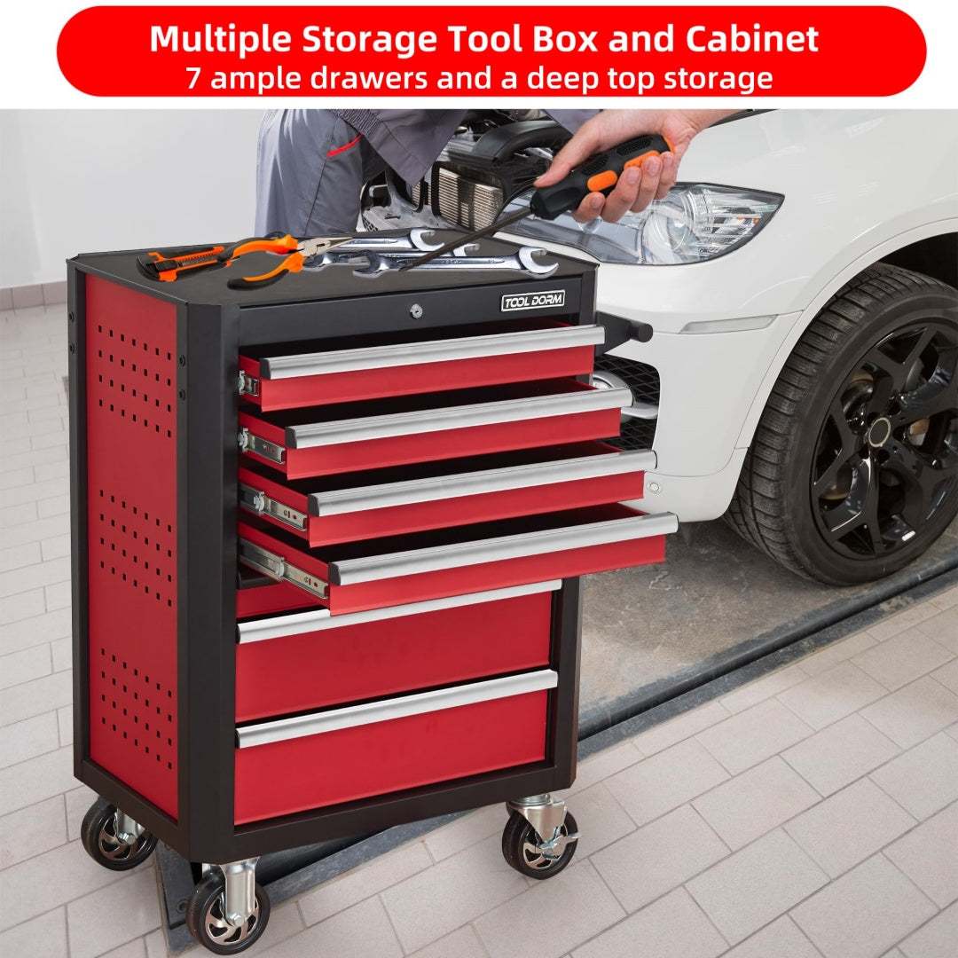 28-Inch 7-Drawer Tool Cart Metal Storage Utility Cart