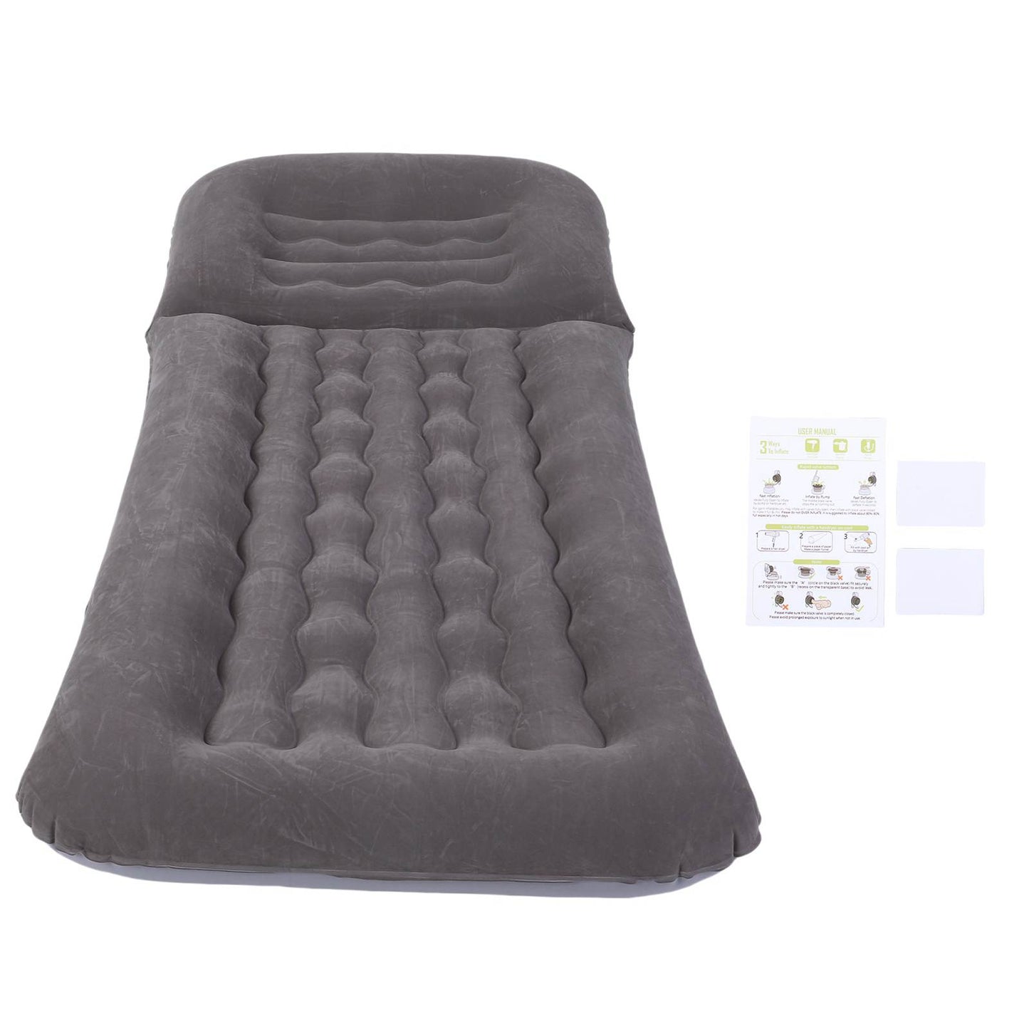 Inflatable Lounger With Adjustable Backrest Flocked PVC Portable Blow