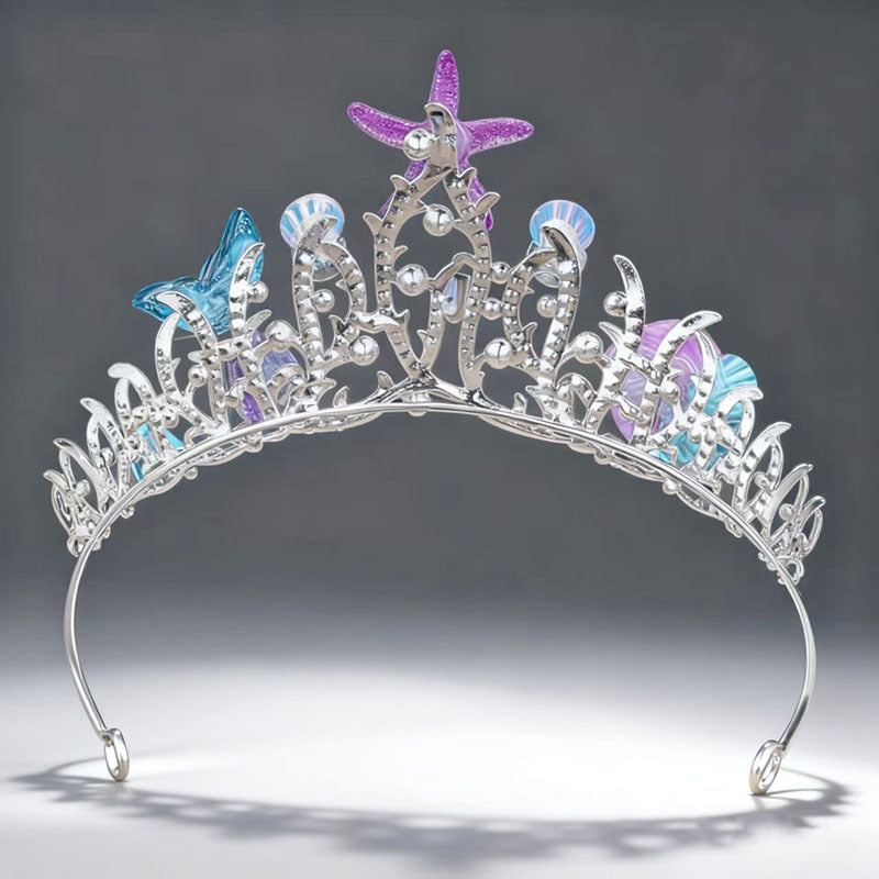 Starfish Crown Headband With Shells - Blue